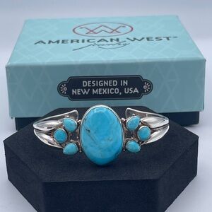 American West Carolyn Pollack Turquoise Cuff Bracelet 925 Sterling Silver